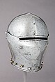 Armet, Stamped with the armorer's name, LIONARDO (Italian, probably active in Milan, ca. 1440), Steel, copper alloy, Italian, probably Milan