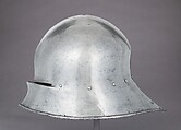 Sallet, Caspar Rieder (Austrian, Innsbruck and Mühlau, active 1452–99), Steel, leather, textile (linen, cotton), Austrian, Mühlau