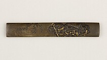 Knife Handle (Kozuka), Copper-silver alloy (shibuichi), gold, Japanese