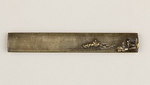 Knife Handle (Kozuka), Iwama Nobuyoshi (Japanese, 1807–1878), Copper-silver alloy (shibuichi), gold, silver, Japanese