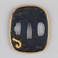 Sword Guard (Tsuba), Copper-gold alloy (shakudō), gold, copper, Japanese