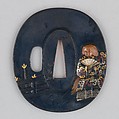 Sword Guard (Tsuba), Copper-gold alloy (shakudō), copper, silver, gold, Japanese