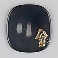 Sword Guard (Tsuba), Copper-gold alloy (shakudō), silver, gold, copper,, Japanese