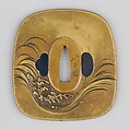 Sword Guard (Tsuba), Brass, copper-gold alloy (shakudō), copper, Japanese