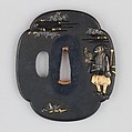 Sword Guard (Tsuba), Copper-gold alloy (shakudō), gold, silver, copper, Japanese