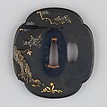 Sword Guard (Tsuba), Copper-gold alloy (shakudō), gold, silver, copper, Japanese