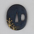 Sword Guard (Tsuba), Copper-gold alloy (shakudō), silver, gold, copper, Japanese