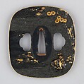 Sword Guard (Tsuba), Copper-gold alloy (shakudō), gold, silver, copper, Japanese