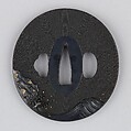 波濤に岩上鷹図大小鐔 Matching Pair of Sword Guards (<i>Daishō-tsuba</i>), Inscribed by 石黒政常 Ishiguro Masatsune (Japanese, 1760–1828), Copper-gold alloy (<i>shakudō</i>), copper-silver alloy (<i>shibuichi</i>), gold, copper, Japanese