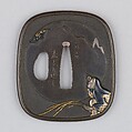 Sword Guard (Tsuba), Copper-silver alloy (shibuichi), gold, silver, copper, Japanese
