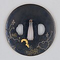 Sword Guard (Tsuba), Copper-gold alloy (shakudō), gold, silver, copper, Japanese