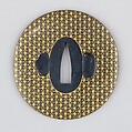 Sword Guard (Tsuba), Copper-gold alloy (shakudō), gold, copper, Japanese