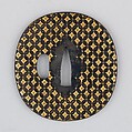 Sword Guard (Tsuba), Copper-gold alloy (shakudō), gold, enamel, copper, Japanese