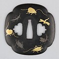 Sword Guard (Tsuba), Copper-gold alloy (shakudō), gold, silver, copper, Japanese