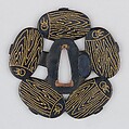Sword Guard (Tsuba), Copper-gold alloy (shakudō), gold, copper, Japanese