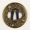 Sword Guard (Tsuba), Copper-silver alloy (shibuichi), gold, silver, copper, Japanese