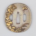 Sword Guard (Tsuba), Silver, gold, Japanese