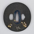 Sword Guard (Tsuba), Copper-gold alloy (shakudō), gold, copper, copper-silver alloy (shibuichi), silver, Japanese