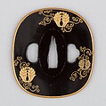 Sword Guard (Tsuba), Copper, gold, lacquer, Japanese