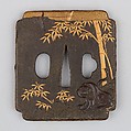 Sword Guard (Tsuba), Wood, gold, lacquer, copper, Japanese