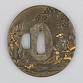 Sword Guard (Tsuba), Copper-silver alloy (shibuichi), silver, gold, copper, Japanese