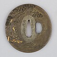 Sword Guard (Tsuba), Copper-silver alloy (shibuichi), silver, gold, copper, Japanese