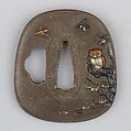 Sword Guard (Tsuba), Copper-silver alloy (shibuichi), gold, copper, Japanese