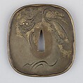 Sword Guard (Tsuba), Copper-silver alloy (shibuichi), gold, copper, Japanese
