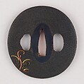 Sword Guard (Tsuba), Copper-gold alloy (shakudō), gold, copper, Japanese
