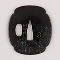 Sword Guard (Tsuba), Copper-gold alloy (shakudō), copper, Japanese