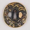 Sword Guard (Tsuba), Copper-gold alloy (shakudō), gold, copper, silver, copper-silver alloy (shibuichi), Japanese