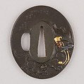 Sword Guard (Tsuba), Copper-silver alloy (shibuichi), gold, copper, silver, Japanese