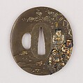Sword Guard (Tsuba), Copper-silver alloy (shibuichi), silver, gold, copper, Japanese
