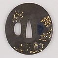 Sword Guard (Tsuba), Copper-silver alloy (shibuichi), gold, copper, Japanese