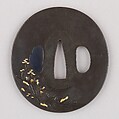 Sword Guard (Tsuba), Copper-silver alloy (shibuichi), gold, copper, Japanese