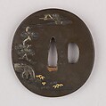 Sword Guard (Tsuba), Copper-silver alloy (shibuichi), gold, copper, Japanese