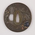 Sword Guard (Tsuba), Copper-silver alloy (shibuichi), gold, copper, Japanese