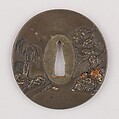 Sword Guard (Tsuba), Copper-silver alloy (shibuichi), gold, copper, Japanese