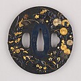 Sword Guard (Tsuba), Copper-gold alloy (shakudō), gold, silver, copper, Japanese