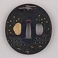 Sword Guard (Tsuba), Copper-gold alloy (shakudō), gold, silver, copper, Japanese