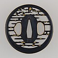 Sword Guard (Tsuba), Copper-gold alloy (shakudō), gold, copper, Japanese