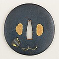 Sword Guard (Tsuba), Copper-gold alloy (shakudō), gold, Japanese
