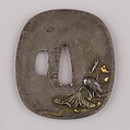 Sword Guard (Tsuba), Copper-silver alloy (shibuichi), gold, copper, Japanese