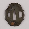 Sword Guard (Tsuba), Copper-silver alloy (shibuichi), gold, copper, Japanese