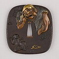 Sword Guard (Tsuba), Copper-silver alloy (possibly shibuichi), gold, copper-gold alloy (shakudō), copper, Japanese
