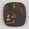 Sword Guard (Tsuba), Copper-silver alloy (possibly shibuichi), gold, copper-gold alloy (shakudō), copper, Japanese