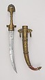 Dagger with Sheath, Steel, silver, brass, wax, Moroccan