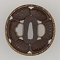 Sword Guard (Tsuba), Iron, gold, copper, Japanese