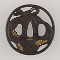 Sword Guard (Tsuba), Iron, gold, Japanese
