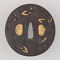 Sword Guard (Tsuba), Iron, gold, copper, Japanese